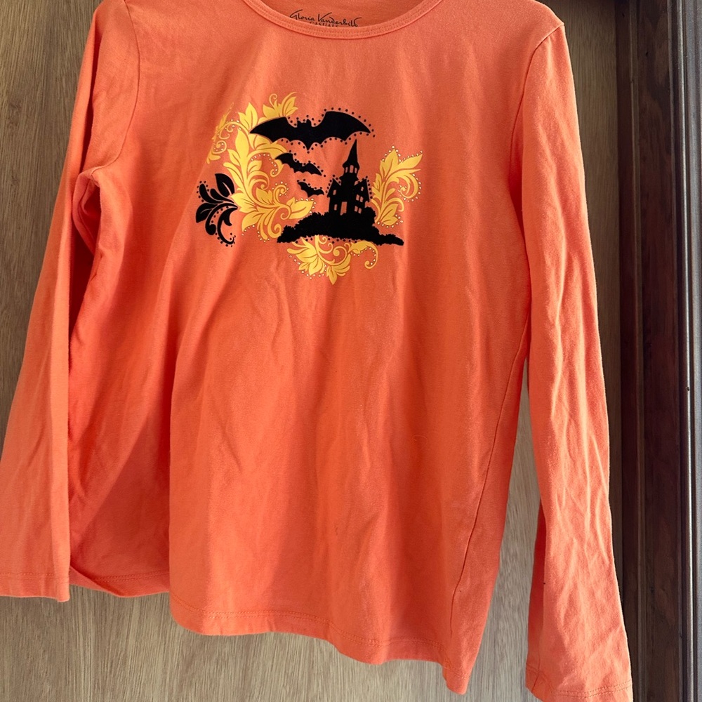 Gloria Vanderbilt women’s size S long sleeve Halloween shirt orange